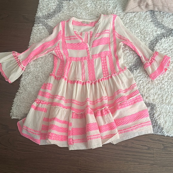 Pink and Cream Women's Dress - Picture 4 of 5